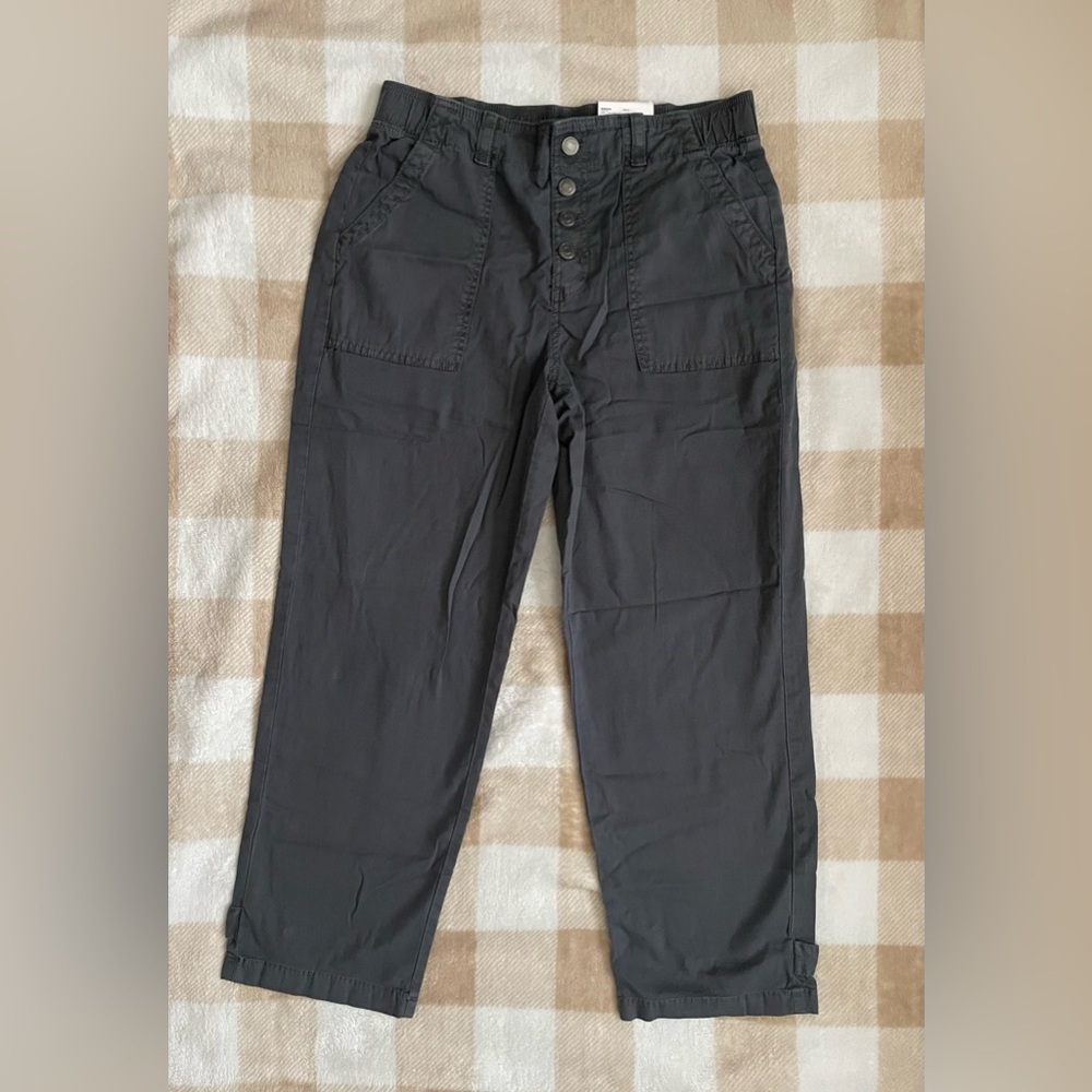 Sonoma Womens Size 6 Dark Gray High Rise Cotton Convertible Pants Straight
